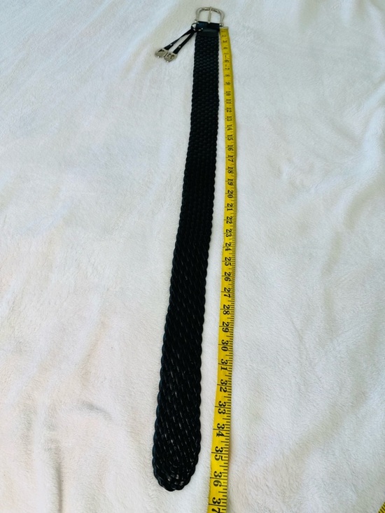 Michael Kors Woven Leather Circle-Buckle Belt in Black Size Small main image 5